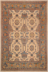 handmade Traditional Kafkaz Beige Turquoise Hand Knotted RECTANGLE 100% WOOL area rug 9 x 11